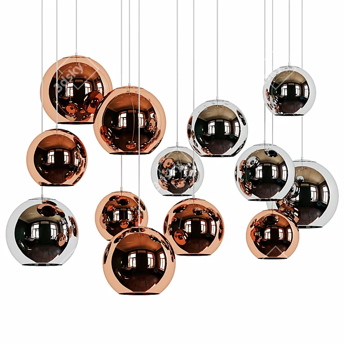 Nordic Glass Ball Pendant Light 3D model image 1