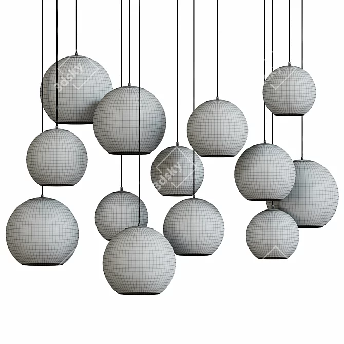 Nordic Glass Ball Pendant Light 3D model image 2