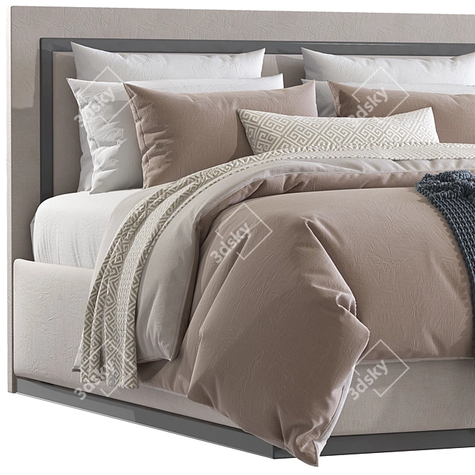 Modern Double Bed with V-Ray Render 3D model image 2