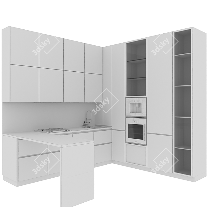 Modern Kitchen Customizable & Compact 3D model image 7