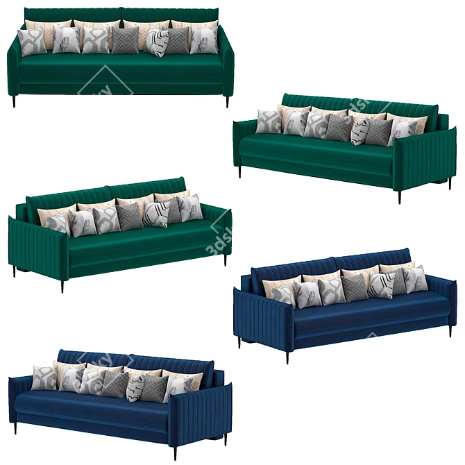 Emerald Velvet Swout Sofa 3D model image 2