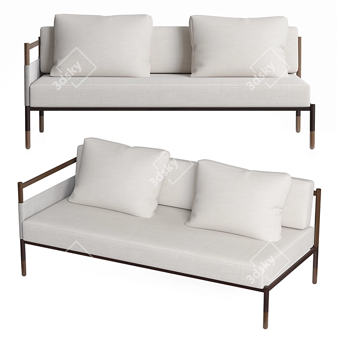 Sleek Outdoors Sofa in Hardwood 3D model image 1