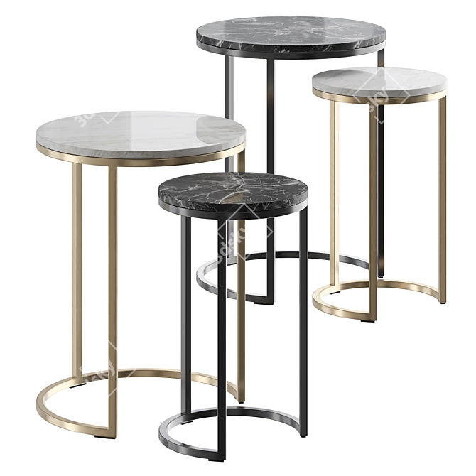 Elegant Bronze Side Table 3D model image 6