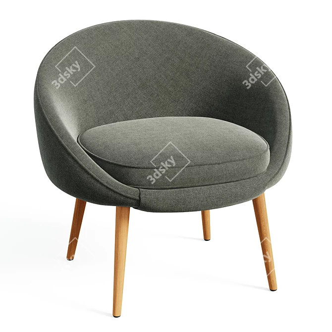 Cozy Curved Cocoon Chair 3D model image 1
