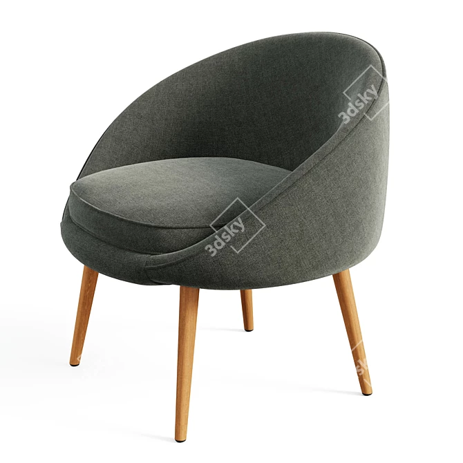 Cozy Curved Cocoon Chair 3D model image 2