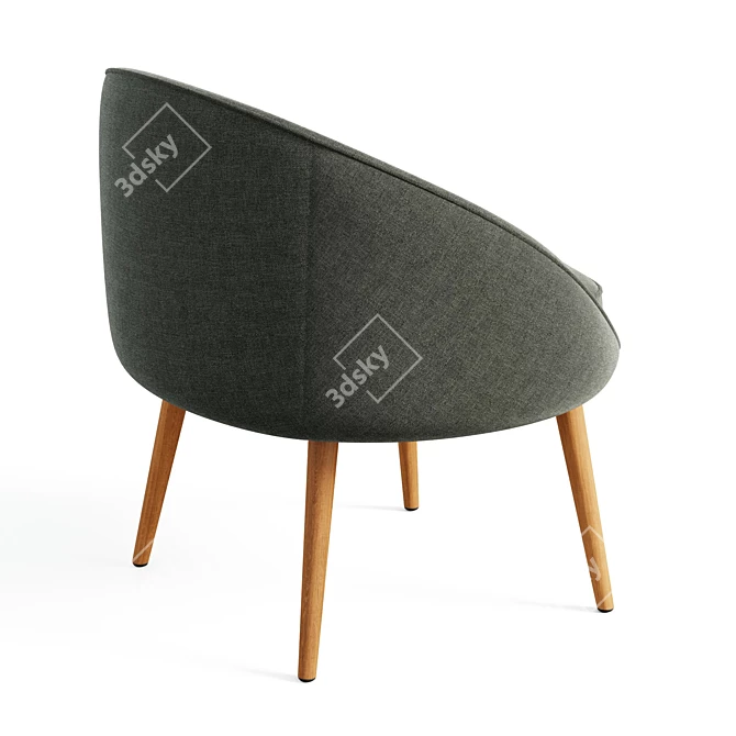 Cozy Curved Cocoon Chair 3D model image 3