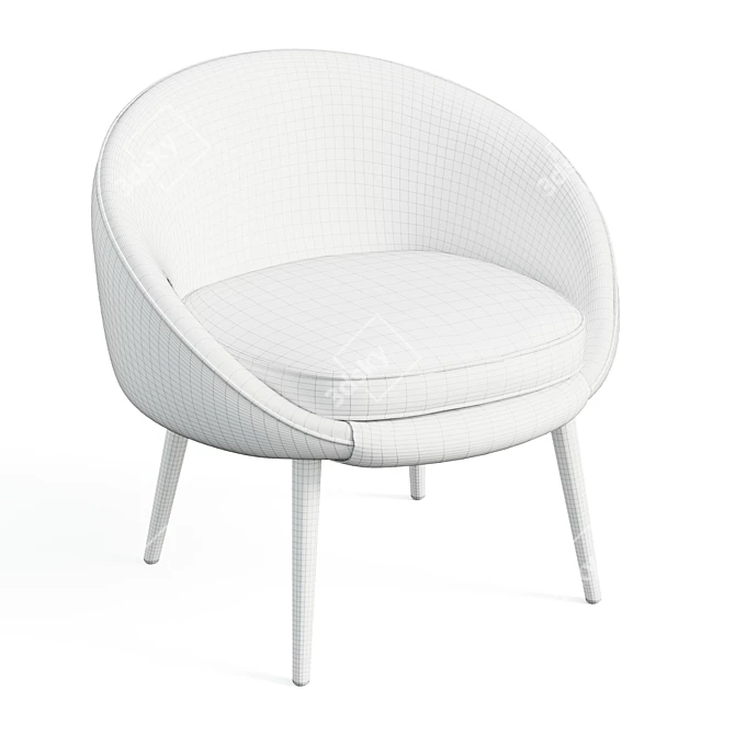 Cozy Curved Cocoon Chair 3D model image 6