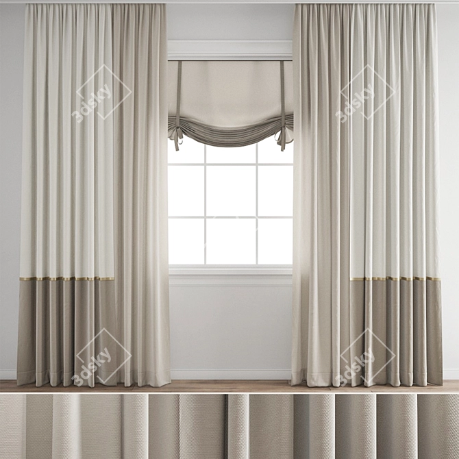 Elegant Polygonal Curtain Model 3D model image 1