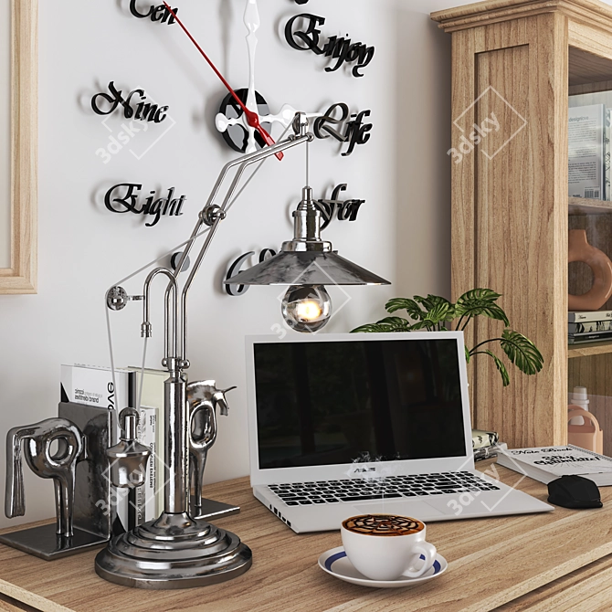 Modern Office Workspace Set 3D model image 4