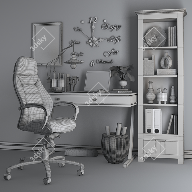 Modern Office Workspace Set 3D model image 5