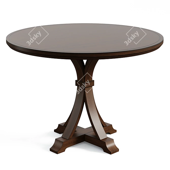 Beech Pedestal Round Dining Table 3D model image 3