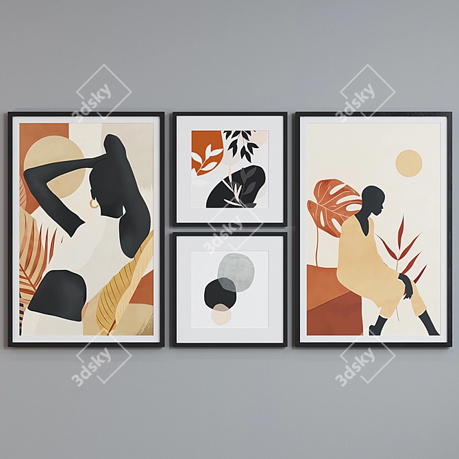 Abstract Silhouette Picture Frame Set 3D model image 3