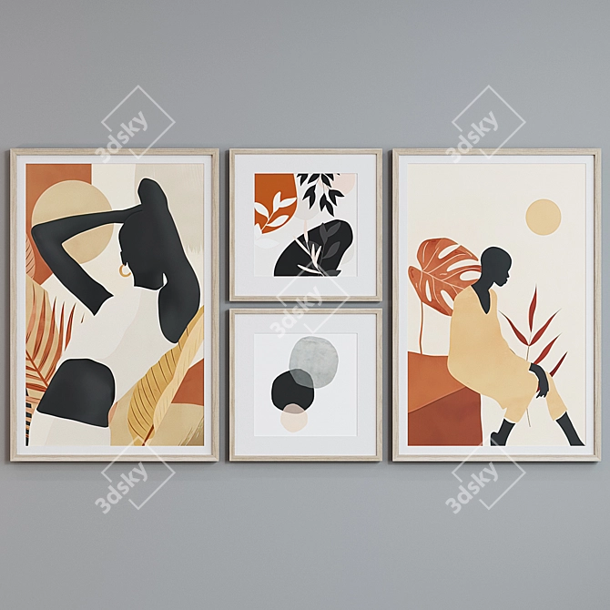 Abstract Silhouette Picture Frame Set 3D model image 4