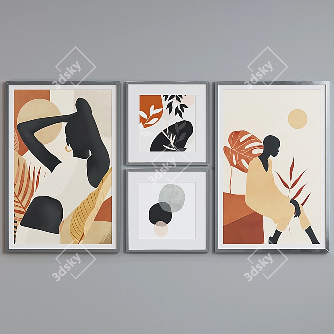 Abstract Silhouette Picture Frame Set 3D model image 5