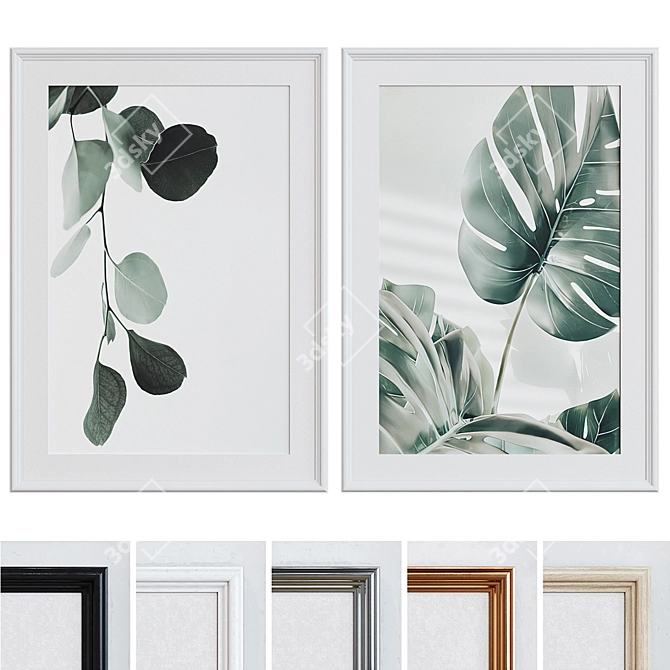 Modern Leaf Picture Frame Set 3D model image 1