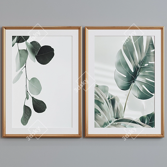 Modern Leaf Picture Frame Set 3D model image 4