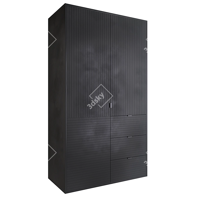 Modern Black Oak Wardrobe 3D model image 1