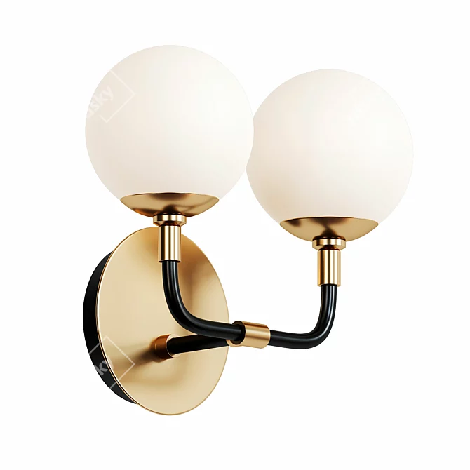 Modern Brass and Black Wall Sconce 3D model image 1