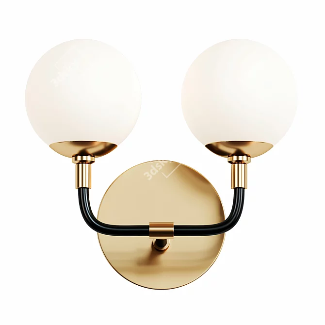 Modern Brass and Black Wall Sconce 3D model image 2