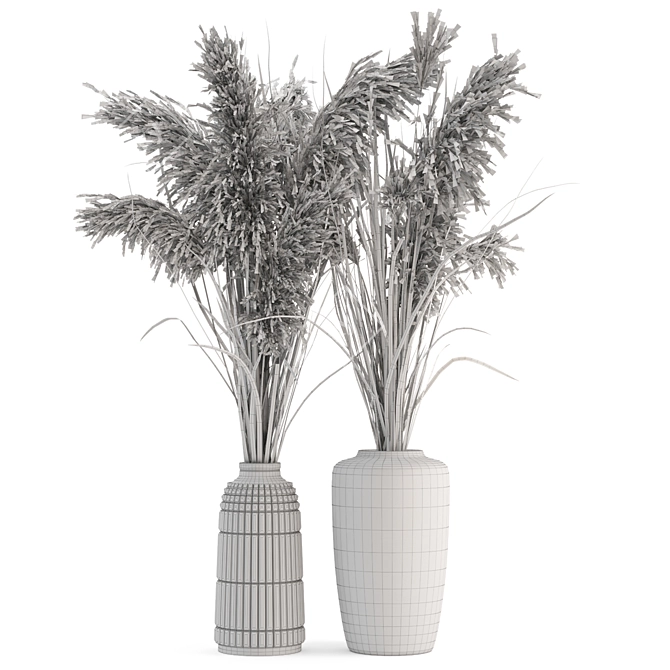 Elegant Dry Plant Bouquet in Glass Pot 3D model image 5