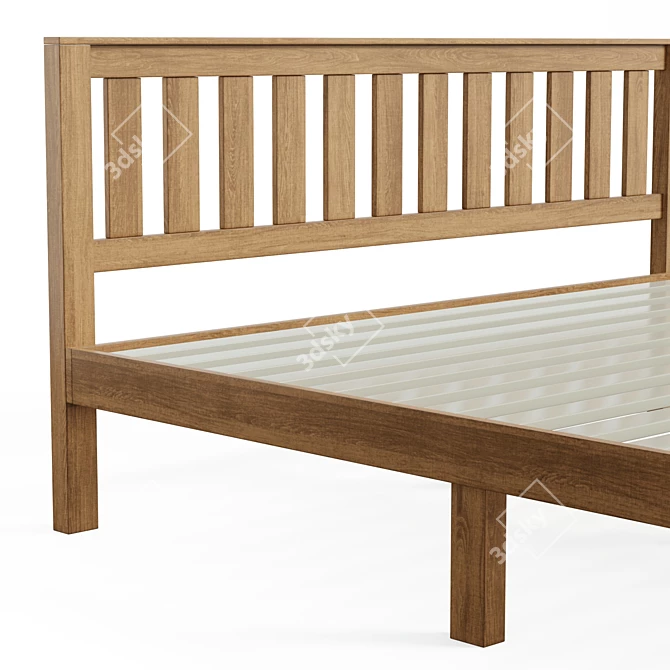 Rustic Charm Solid Wood Bed 3D model image 5