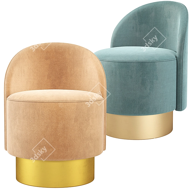 Modern Velvet Pastilles Armchair, Tacchini Italia 3D model image 2