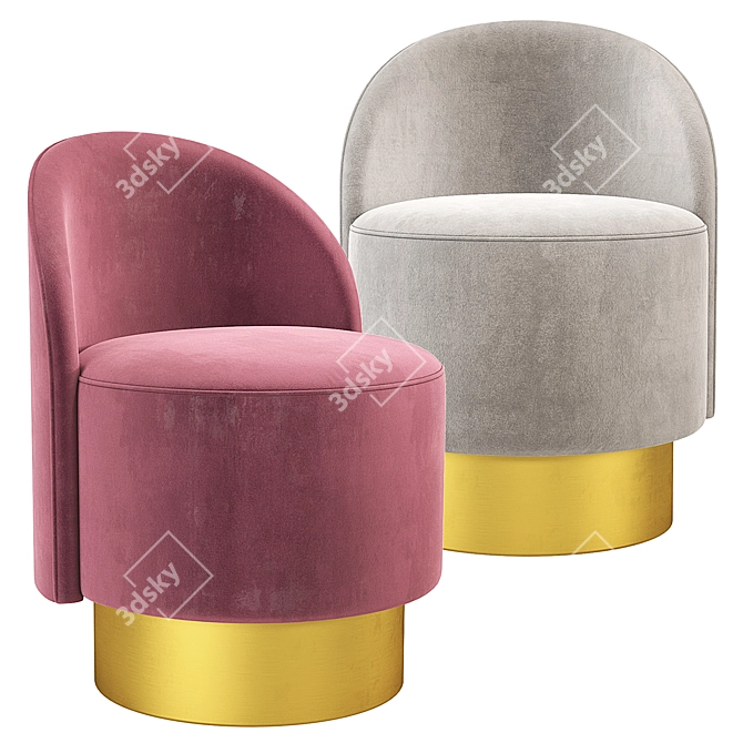 Modern Velvet Pastilles Armchair, Tacchini Italia 3D model image 3