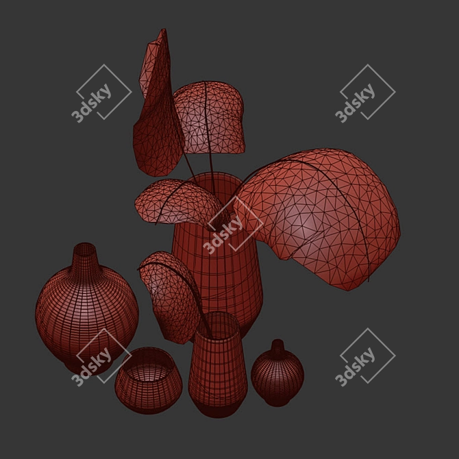 Slate Stoneware Vases: Half-Dipped Elegance 3D model image 2