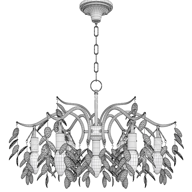 Rustic Crystal Branch Chandelier 3D model image 2