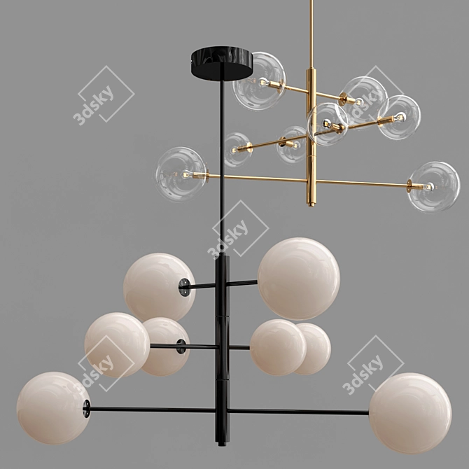 Modern Pellet Chandelier: Stunning Design 3D model image 2