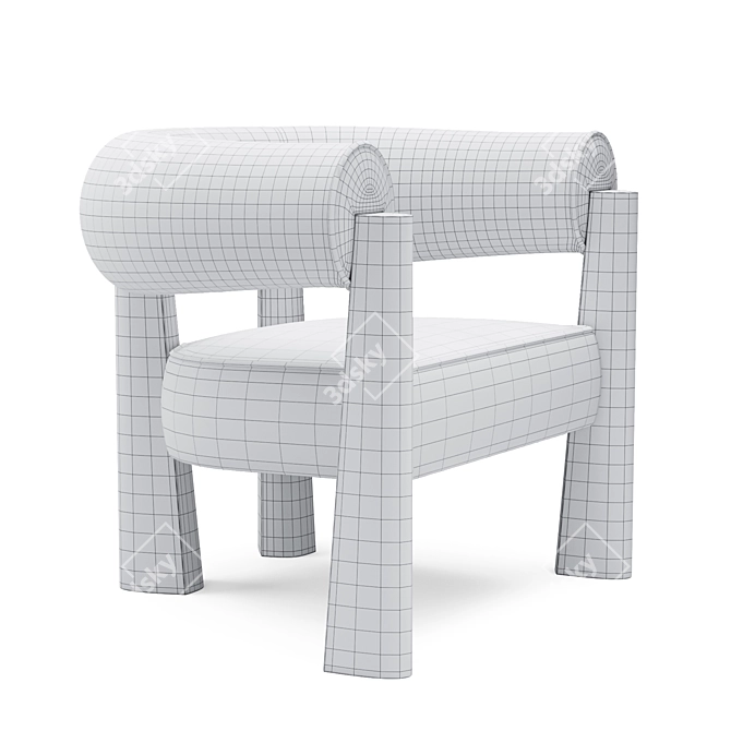 Stylish Achille Armchair 3D model image 5