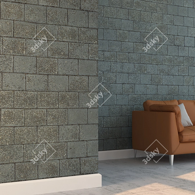 Detailed Seamless Block 375 with Displacement & Normal Maps 3D model image 3