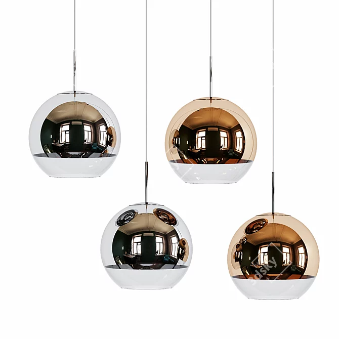 Nordic Glass Mirror Ball Chandelier 3D model image 1