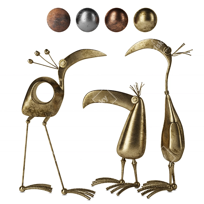 Bird Sculptures: Elegant Avian Decor 3D model image 4