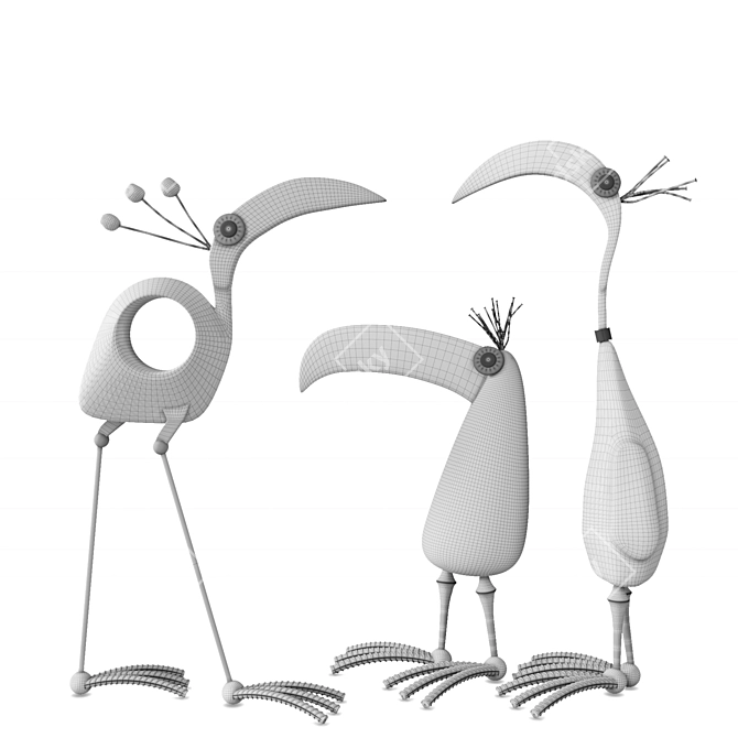 Bird Sculptures: Elegant Avian Decor 3D model image 5