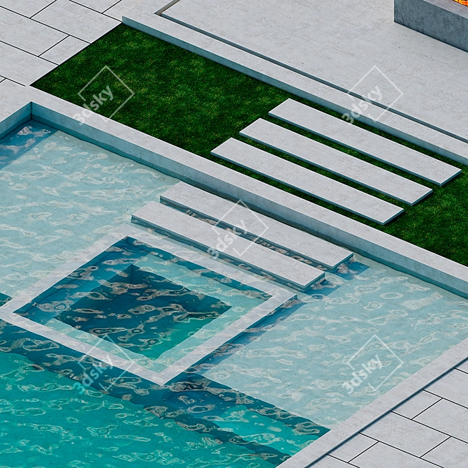 Sleek Oasis: Contemporary Pool 3D model image 4