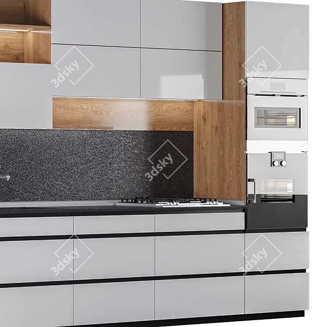 Modern Kitchen with Miele and Gaggenau Appliances 3D model image 2