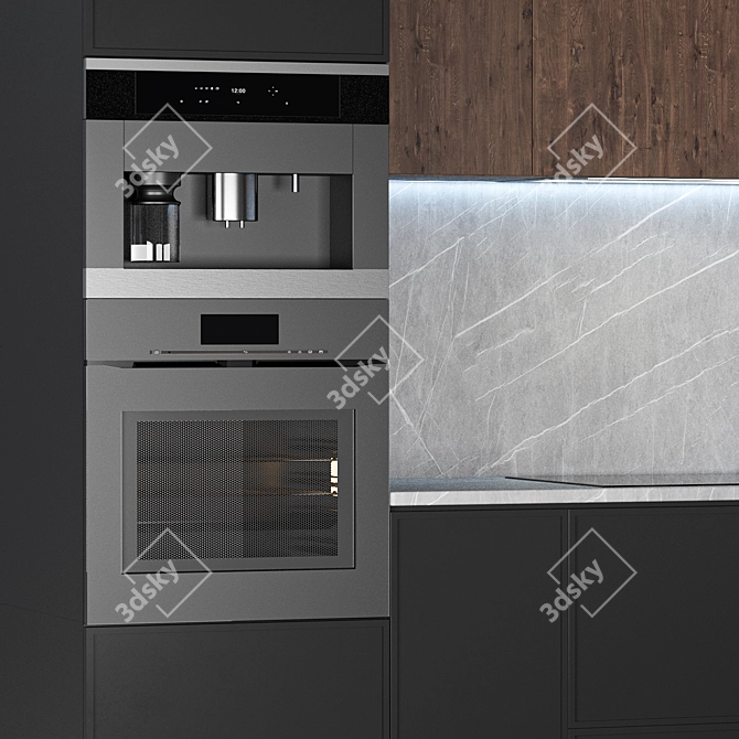 Modern Kitchen with Miele and Gaggenau Appliances 3D model image 2