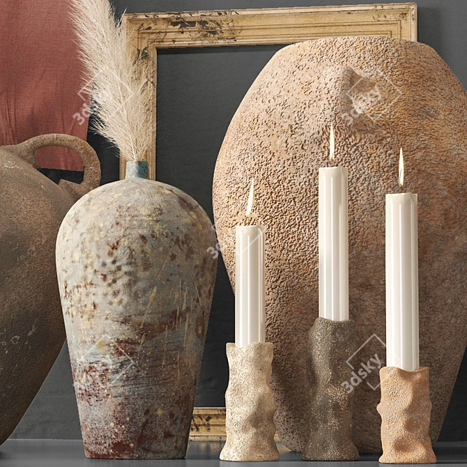 Elegant Decorative Vase Set 3D model image 5