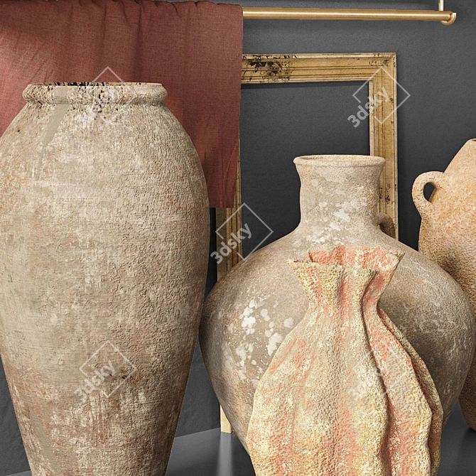 Elegant Decorative Vase Set 3D model image 6