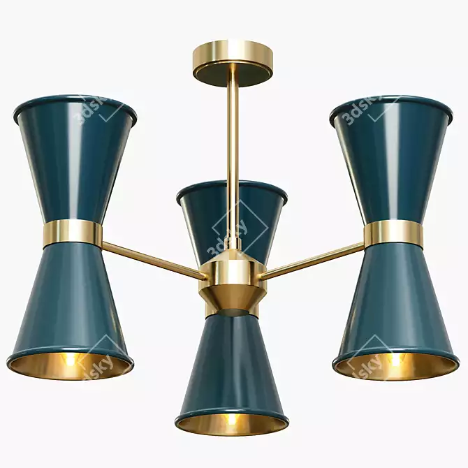 HYDE 6-Light Pendant: Smoke Blue Elegance 3D model image 1