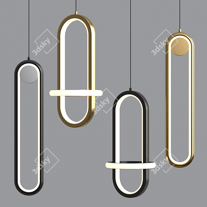 Sleek LED Pendant Lights 3D model image 2