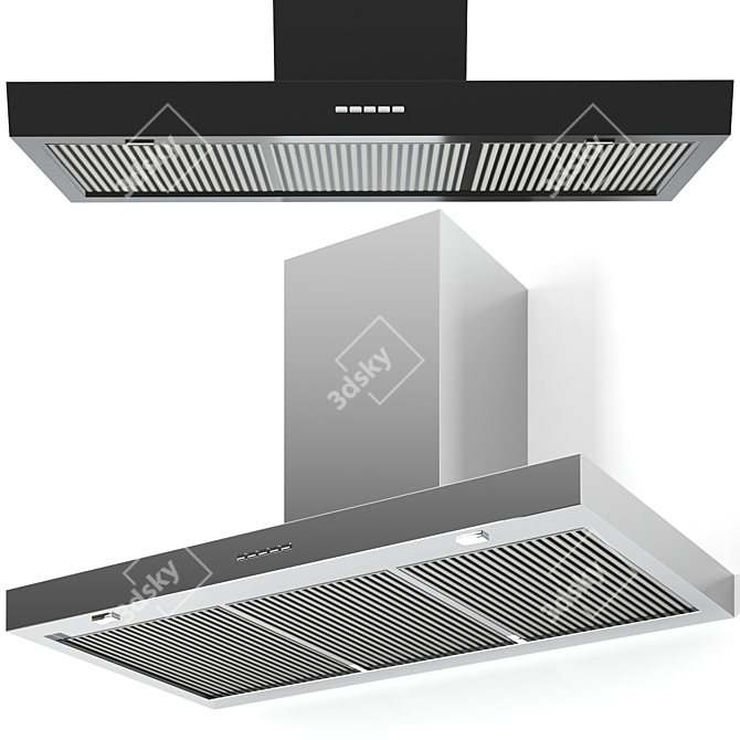 Sleek Jet Black Extract Cooker Hood 3D model image 1