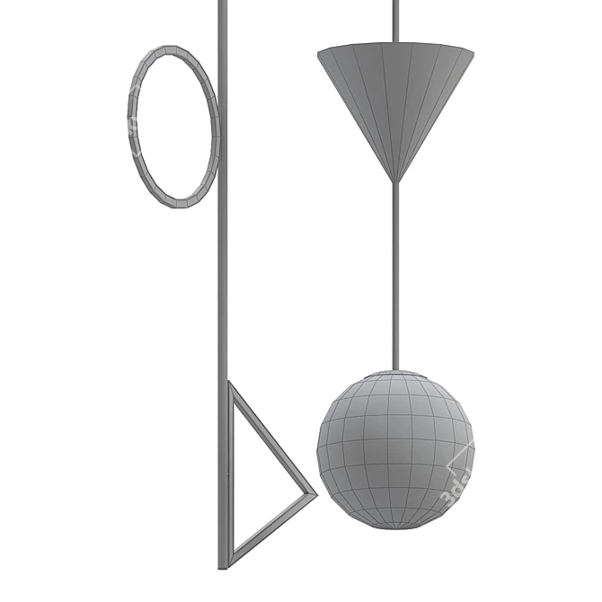 Minimalist Pendant Light: Outline 3D model image 2