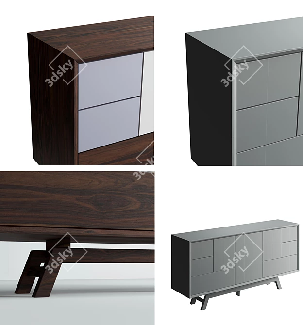 Elegant Walnut Sideboard: Stonebutterfly 3D model image 6