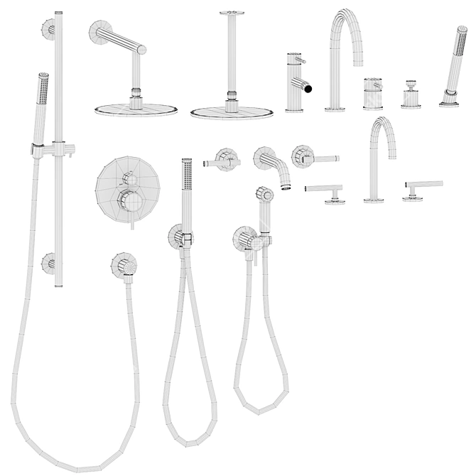 Graff ME Shower Set | Adjustable Hose 3D model image 4