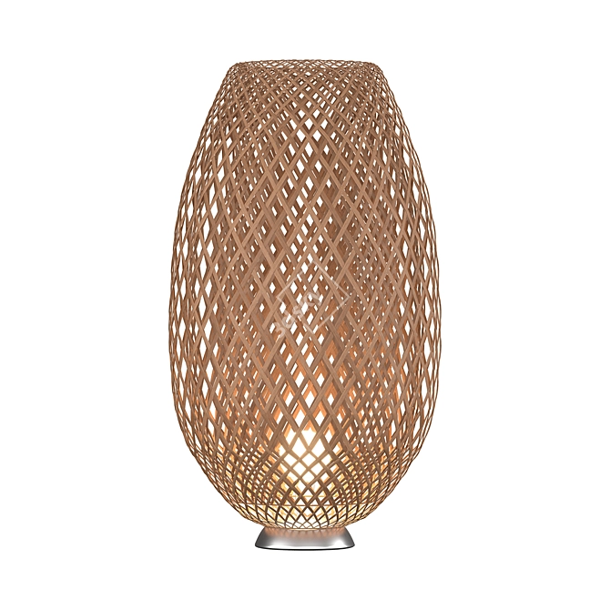 Handcrafted Wooden Wicker Lamp 3D model image 2