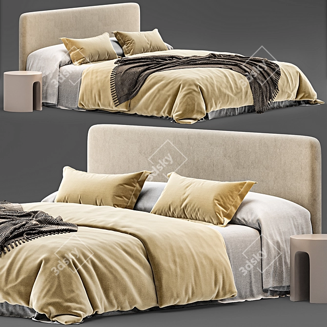 Zara Home Queen Bed: Stylish and Comfortable 3D model image 1