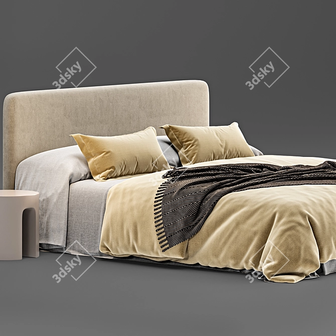 Zara Home Queen Bed: Stylish and Comfortable 3D model image 2