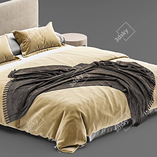 Zara Home Queen Bed: Stylish and Comfortable 3D model image 3